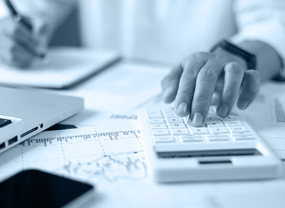 financial planning calculator blue tint